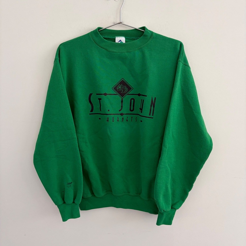 Vintage Augusta Sportswear St John Hornets Sweatshirt Green Medium USA Made